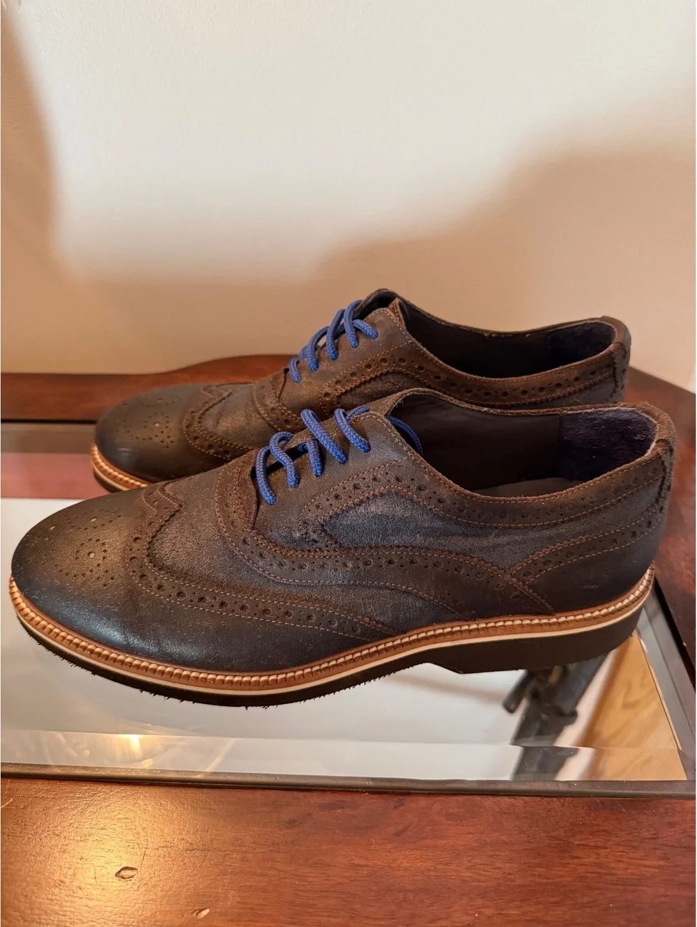 Meattini Shoes Italian Wingtip Oxford Brogue Leather Shoes Men’s Size 43 US 10